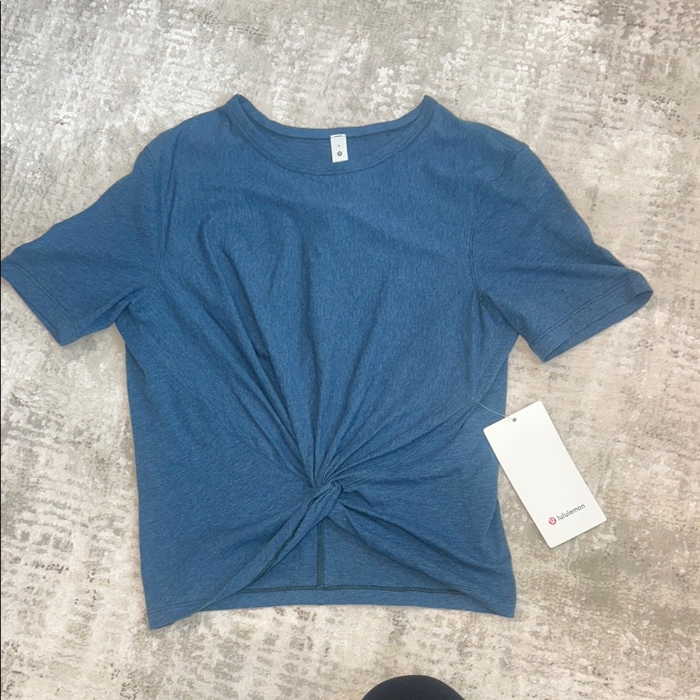 Lululemon Athletica Blue Tie Front Short Sleeve Tee